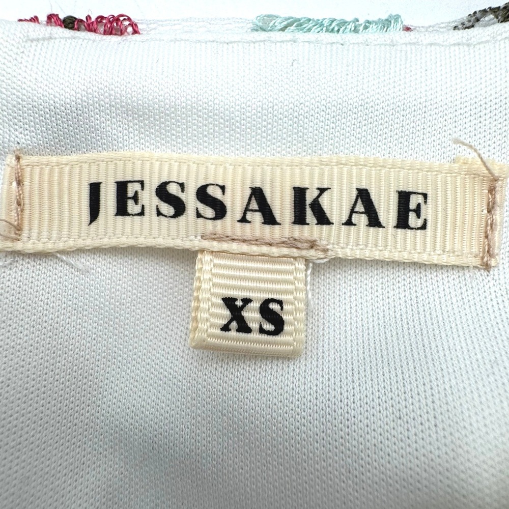 JESSAKAE Women's XS Floral Embroidered White Midi Dress Short‎ Sleeve Layered - Picture 5 of 10